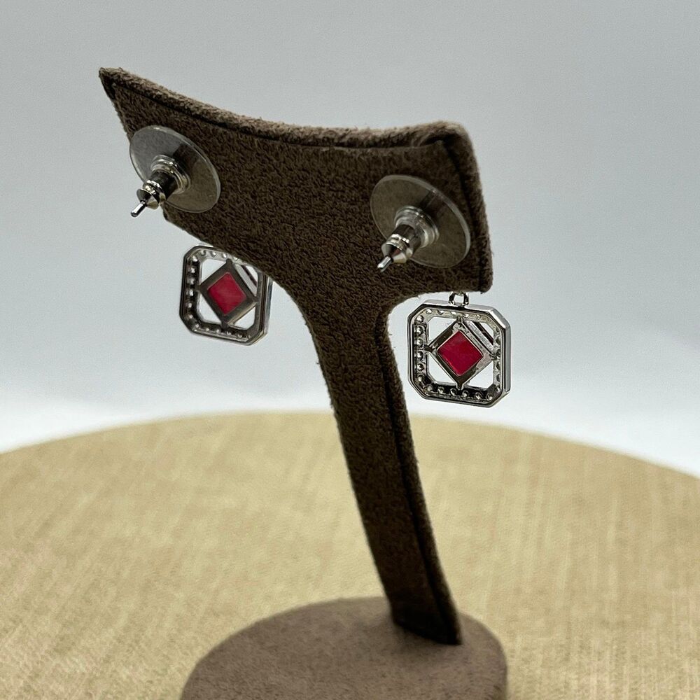 Lab Created Ruby And Cz Art Deco Dangle Pierced E… - image 7